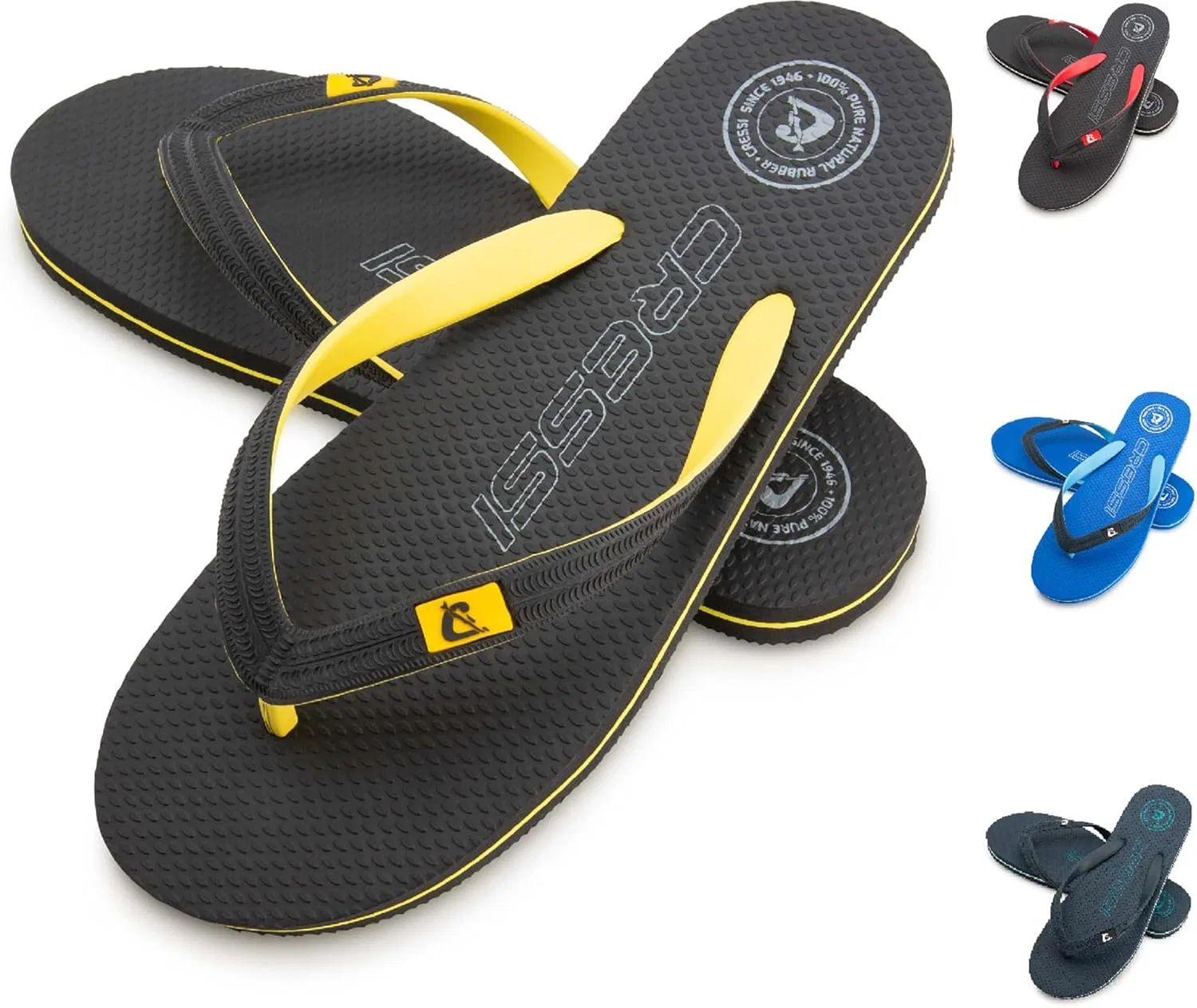 Шлепанцы CRESSI Leaf Flip Flop - унисекс сандалии для пляжа и бассейна, черный/желтый