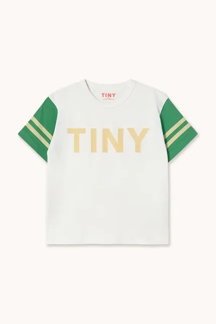 Футболка детская с полосками и логотипом Tinycottons, белый — фото 2