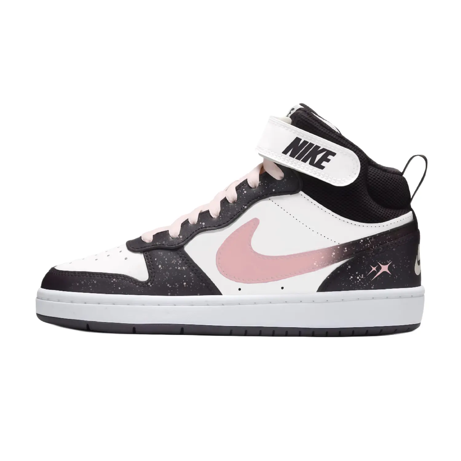 

Nike Кроссовки Court Borough 2 Galaxy Pink Slip Resistant Abrasion Resistant Mid top Skateboard Shoes Black Pink Kids'