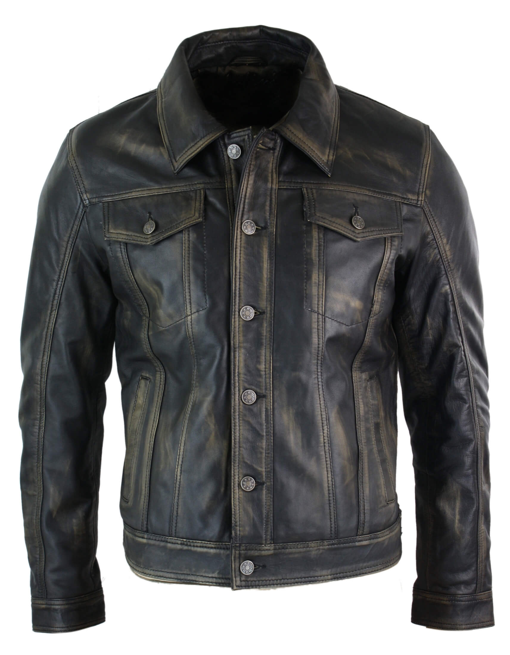

Короткая байкерская куртка из вымытой кожи TruClothing, цвет black vintage