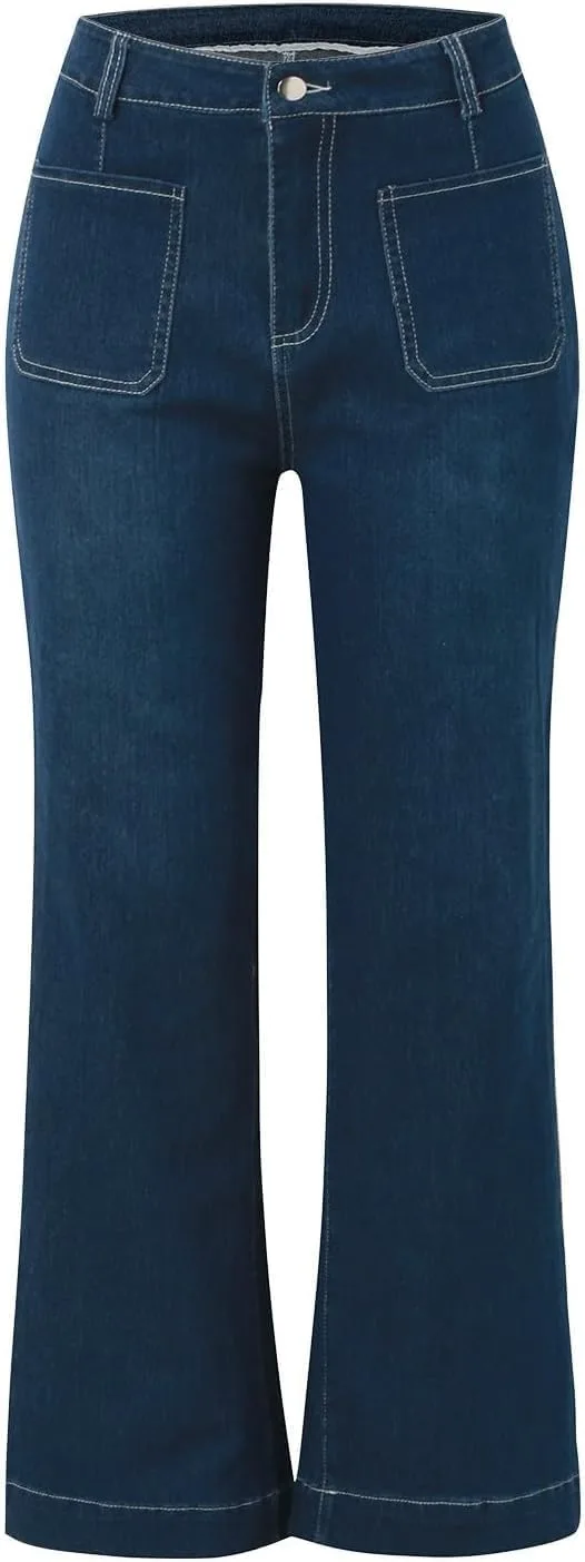 Женские джинсы wide leg с высокой талией и эффектом контроля живота