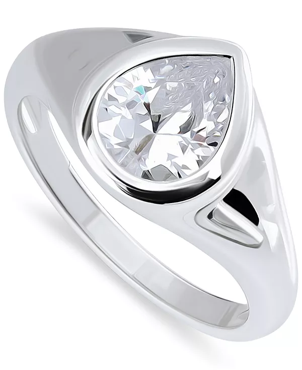 

Эффектное кольцо грушевидной формы с кубическим цирконием (2-1/2 карата) из стерлингового серебра с позолотой 18 карат, эксклюзивно в Macy's Giani Bernini, silver