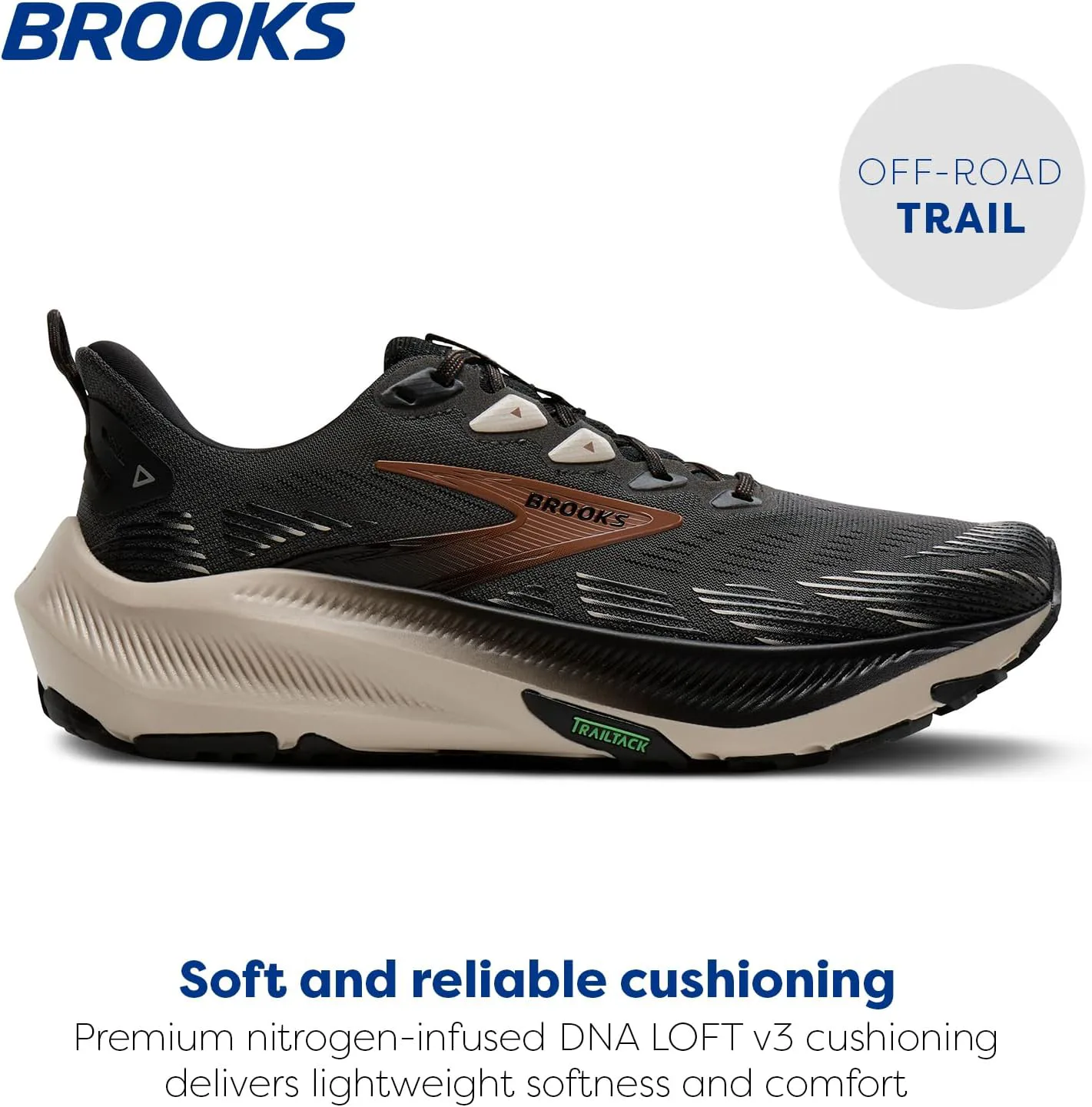 Мужские кроссовки Brooks Ghost Trail, универсальная обувь для бега по пересеченной местности, черный — фото 2