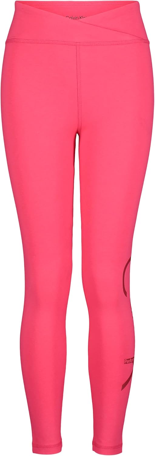 

Леггинсы Calvin Klein для девочек, спортивные брюки-стрейч полной длины с логотипом, Rasberry Hallmark