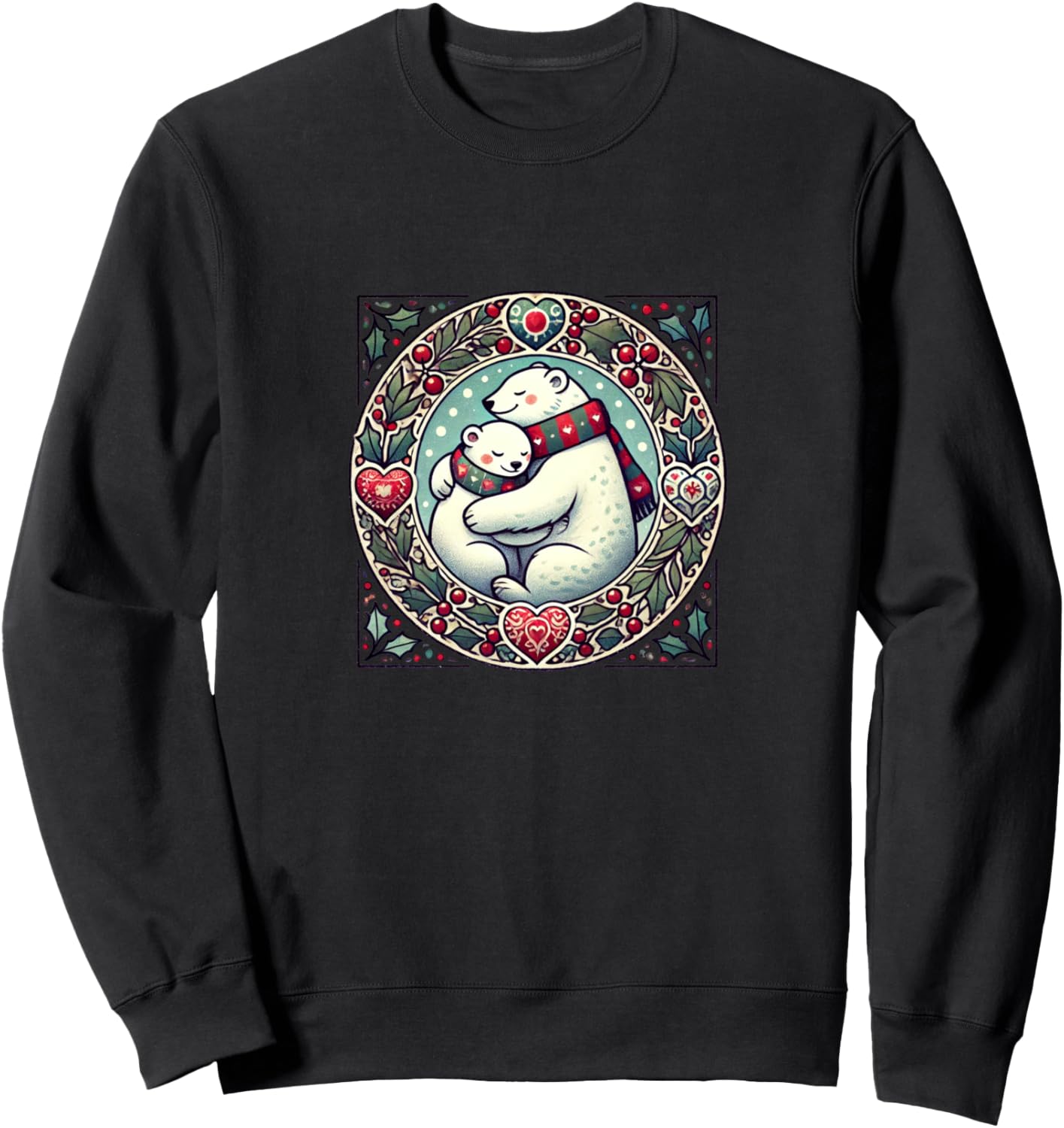 

Рождественская иллюстрация пары белых медведей, толстовка с изображением пары белых медведей Cat Snugg