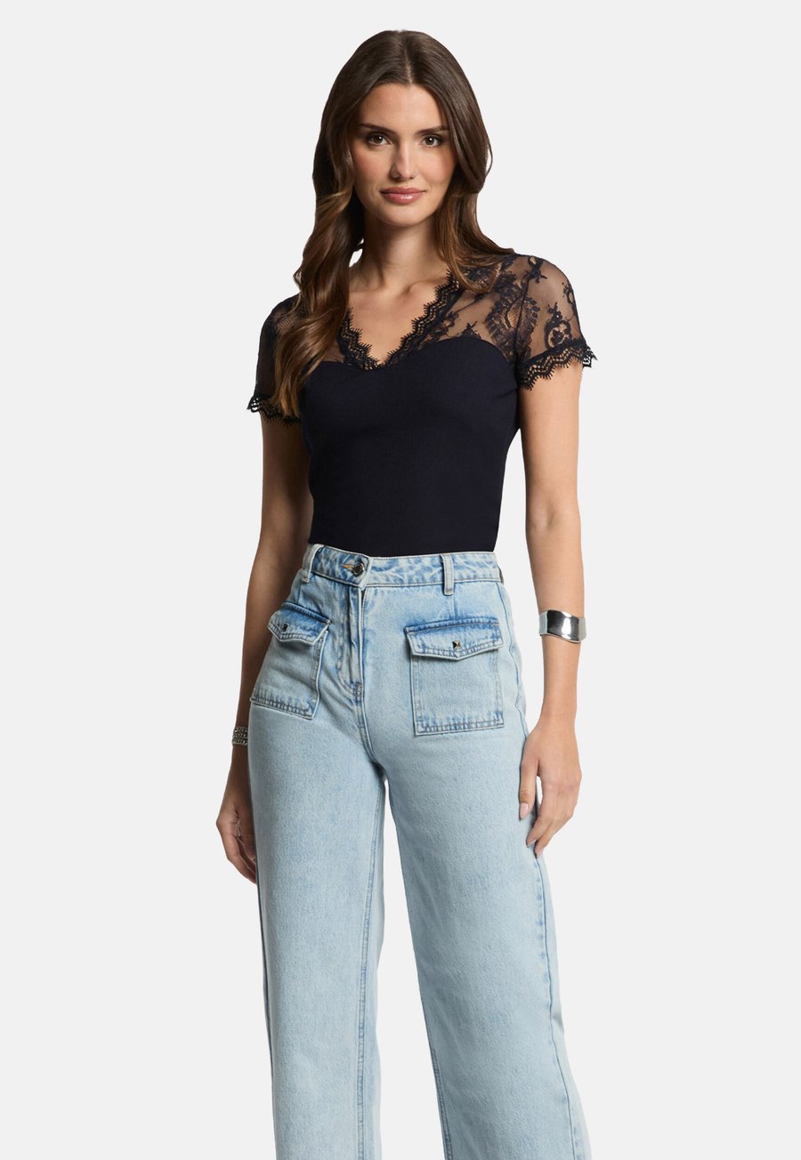 

Блуза Morgan SHORT-SLEEVED , Bleu Marine/Black