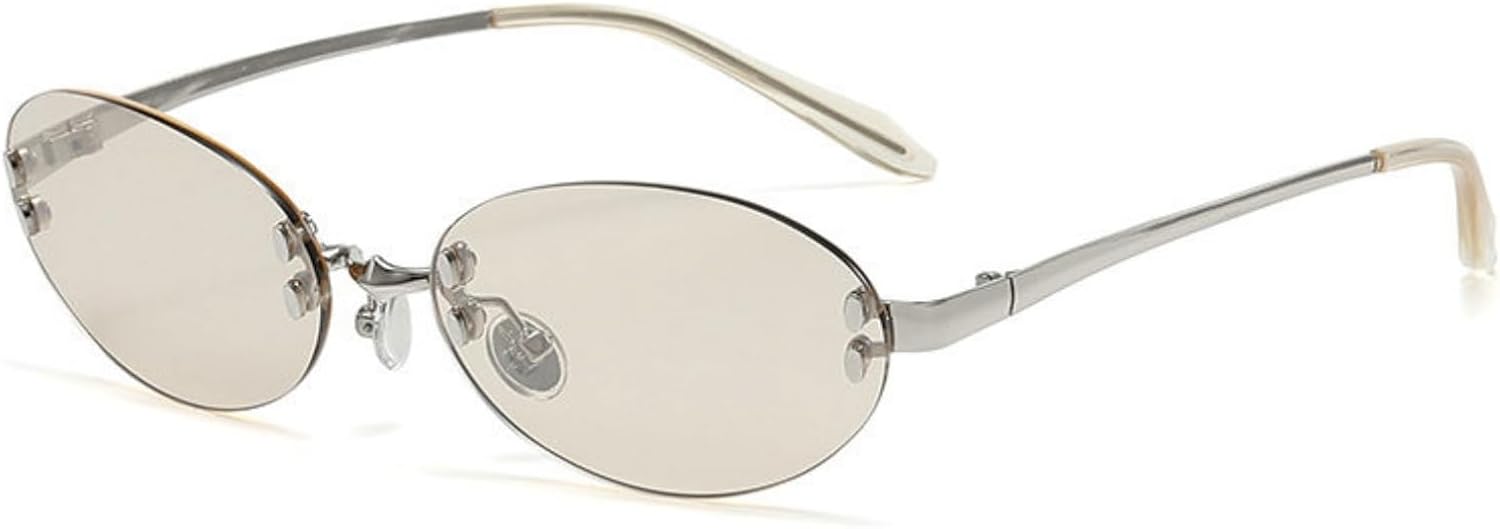 

Солнцезащитные очки Willochra без оправы, милые, в стиле ретро, ​​овальные, для женщин и мужчин, в стиле Y2K 90-х, маленькие, симпатичные, в круглой металлической оправе, C3