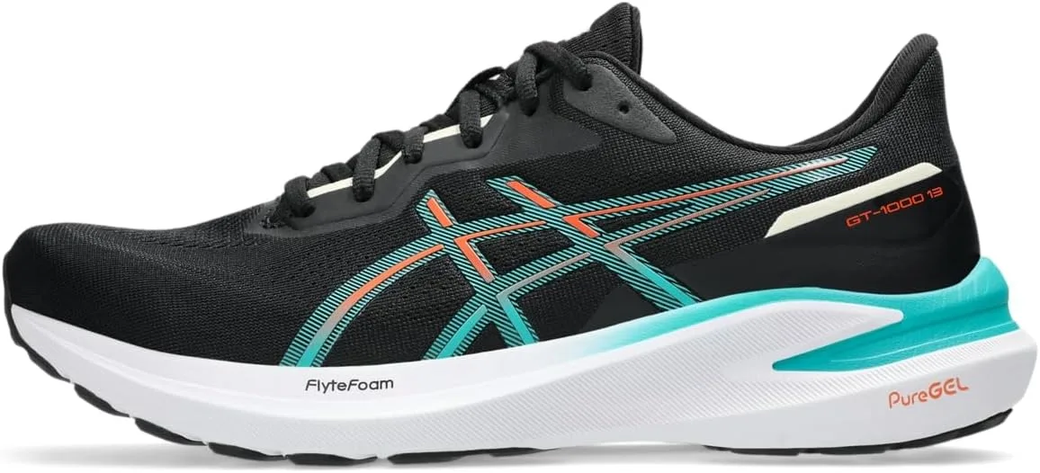 Мужские беговые кроссовки ASICS GT-1000 13, черный/бирюзовый