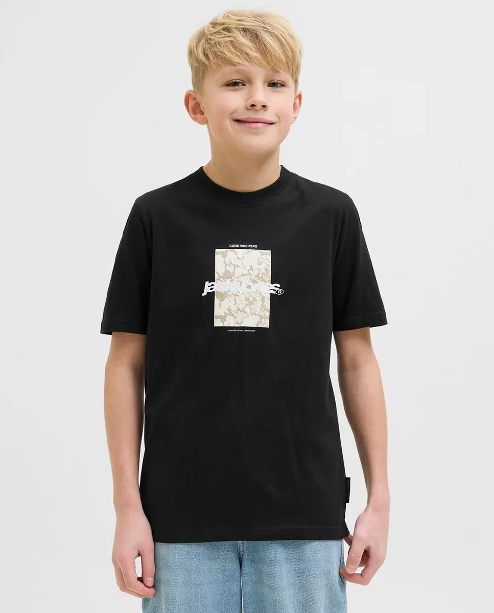 

Футболка для мальчика с короткими рукавами, прямого кроя Jack & Jones, черный