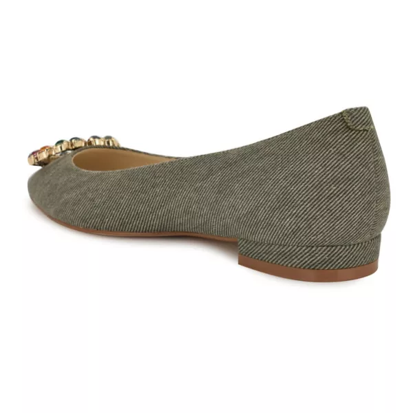 Женские балетки-лодочки Hearts с острым носом на резинке Nine West, цвет dark olive denim — фото 3