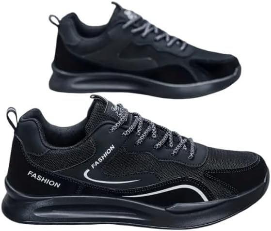 

Мужские модные кроссовки для улицы на шнуровке, с низким верхом, нескользящие, удобные для бега и походов Azttoztto, черный