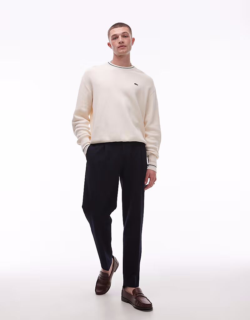 

Зауженные брюки Topman из ткани сирсакер темно-синего цвета