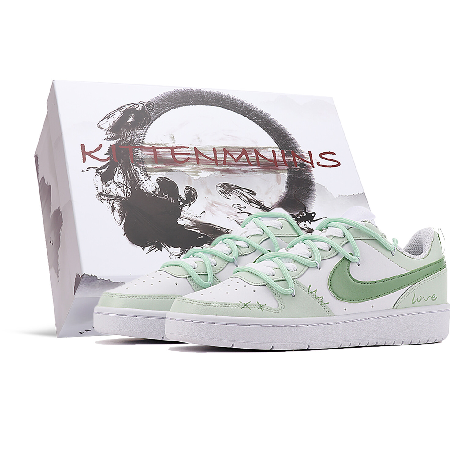 

Кроссовки Nike Court Borough Skateboard Shoes Women's Low-Top Green White, Зеленый, Кроссовки Nike Court Borough Skateboard Shoes Women's Low-Top Green White