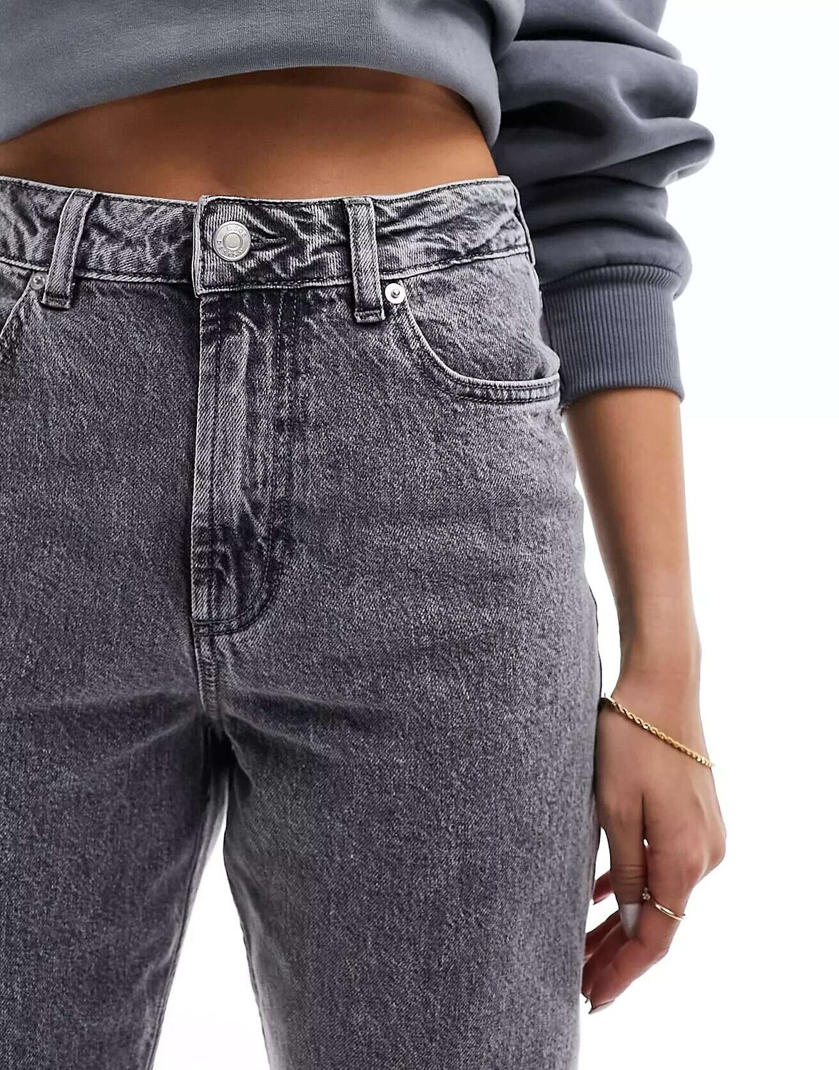 

Светло-серые укороченные прямые джинсы в стиле 90-х годов ASOS