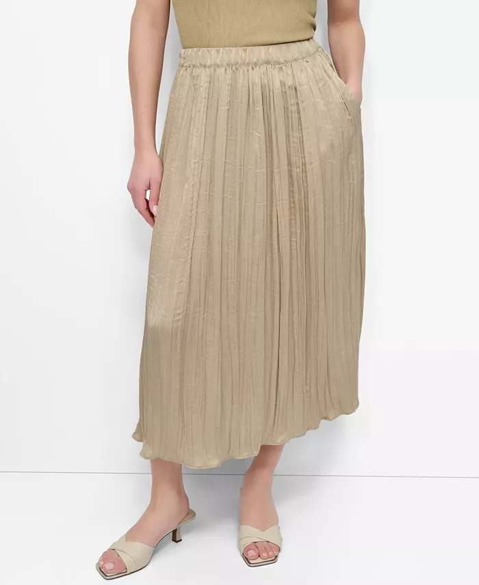 

Женская плиссированная миди-юбка на резинке Crushed Crease Pull-On DKNY, зеленый