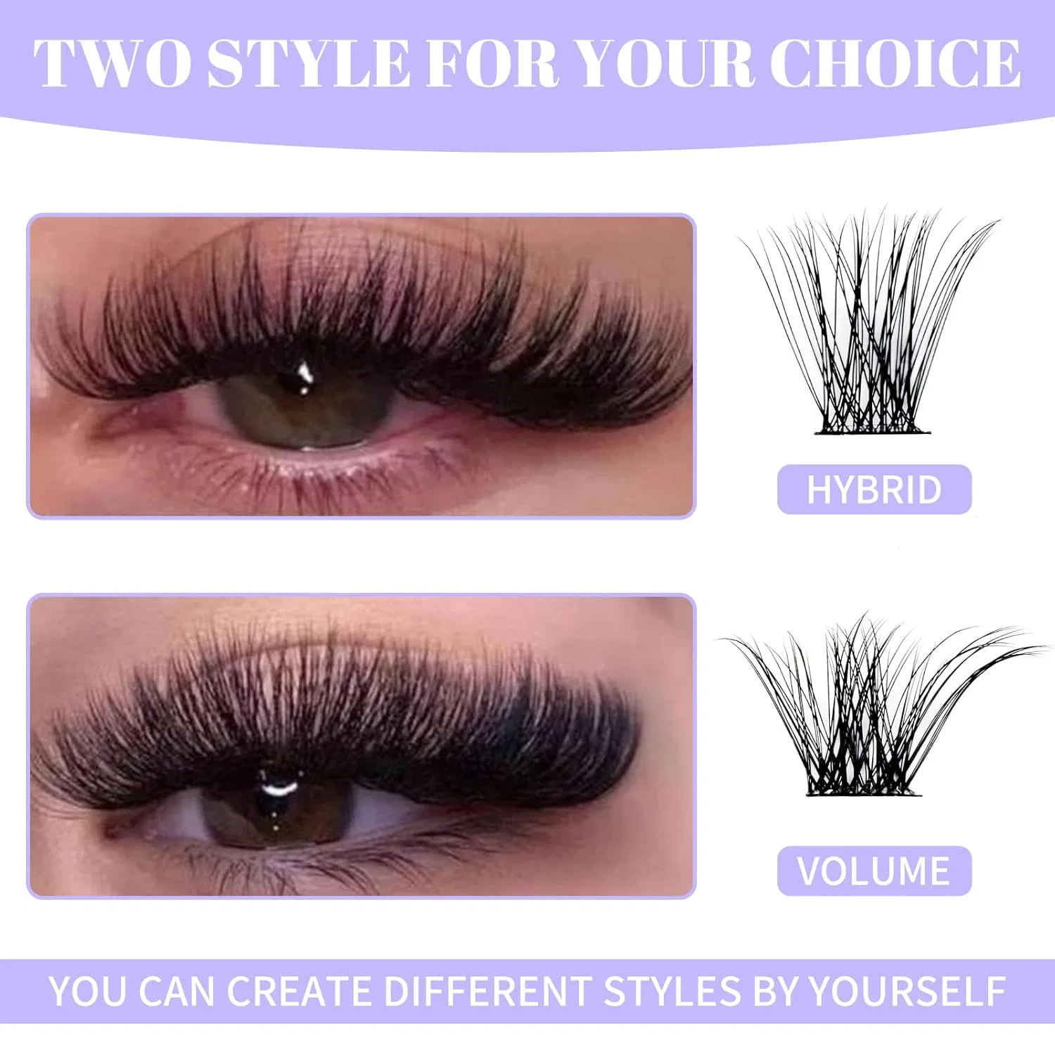 Накладные ресницы C3+C9-D-MIX1216 для DIY-наращивания, 12-16 мм Wendy Lashes — фото 3