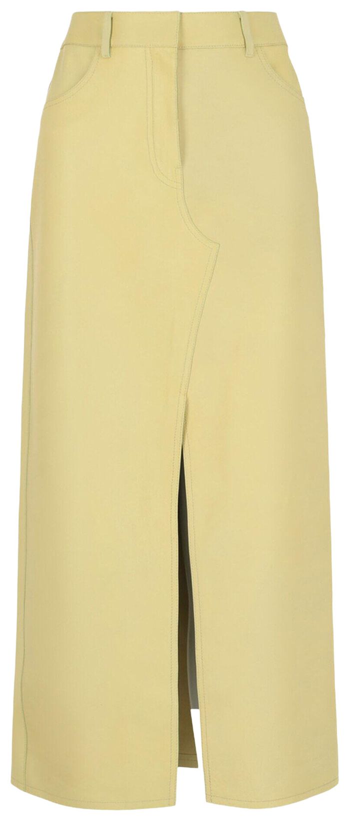 

Кожаная юбка-карандаш Givenchy с разрезом спереди, бледно-желтого цвета