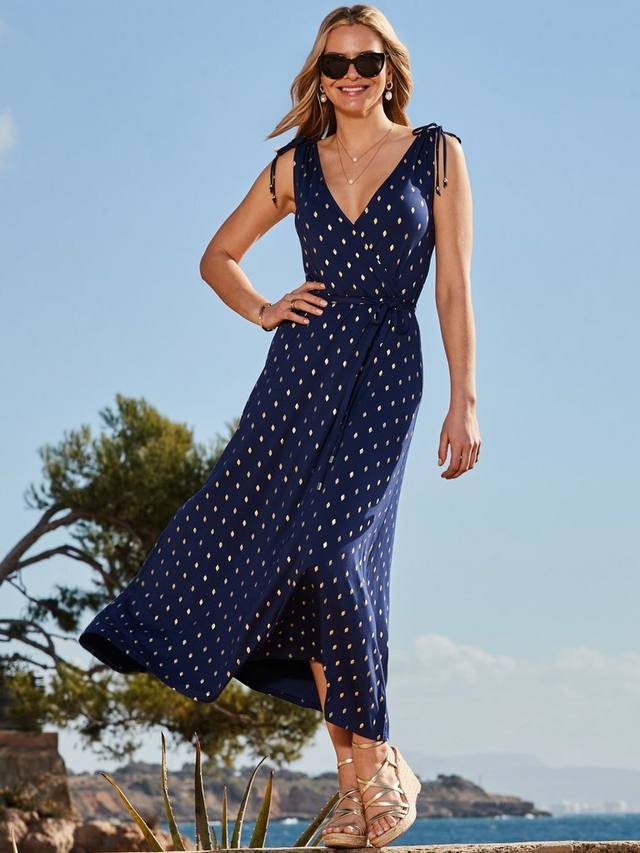 

Платье миди с поясом и металлическим принтом Sosandar