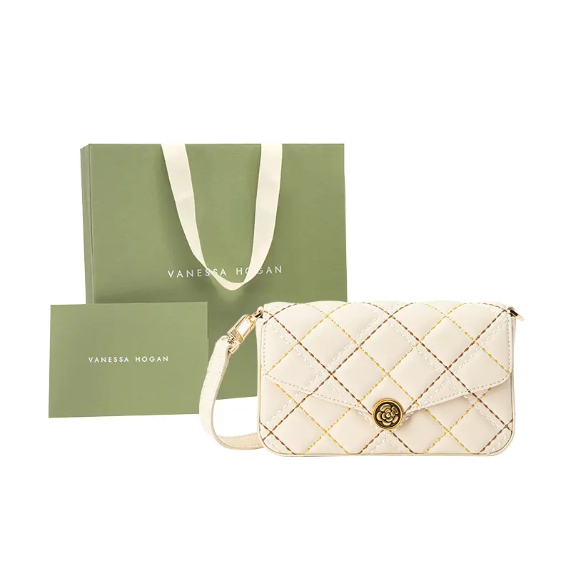 

VANESSA HOGAN Сумка через плечо Lingge Series из натуральной кожи, Camellia Rainbow Bag+Ecru