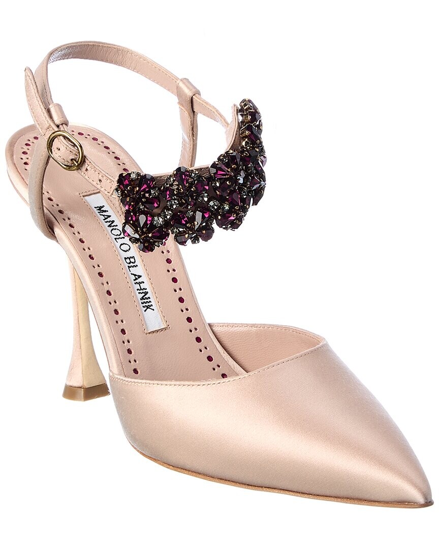 Атласные туфли Manolo Blahnik Mabina 105, розовый — фото 2