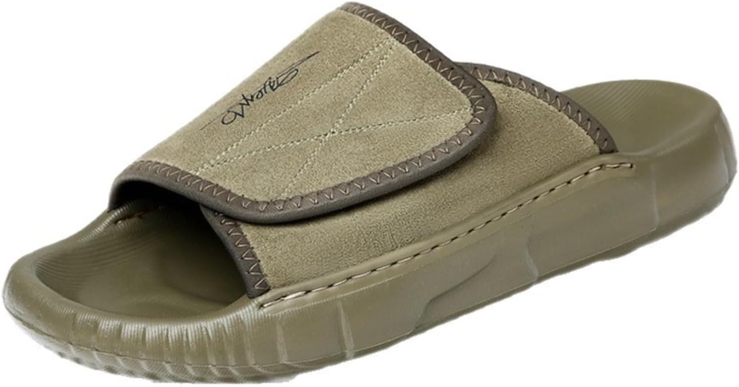 

Мужские кожаные сандалии Azttoztto, летние повседневные шлепанцы с мягкой подошвой из EVA для комфорта дома и на улице (черный/белый/зеленый, размеры 38-45)