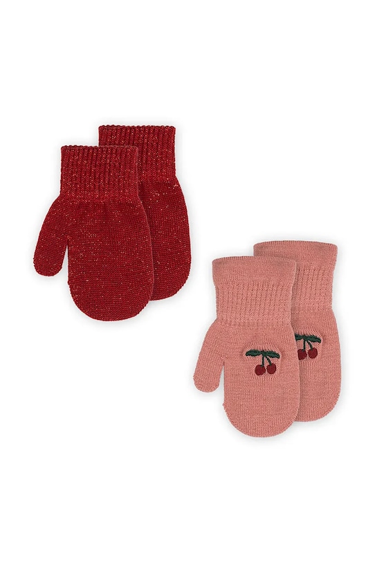 

Детские варежки с добавлением шерсти 2 пары MITTENS 2-pack Konges Sløjd, розовый
