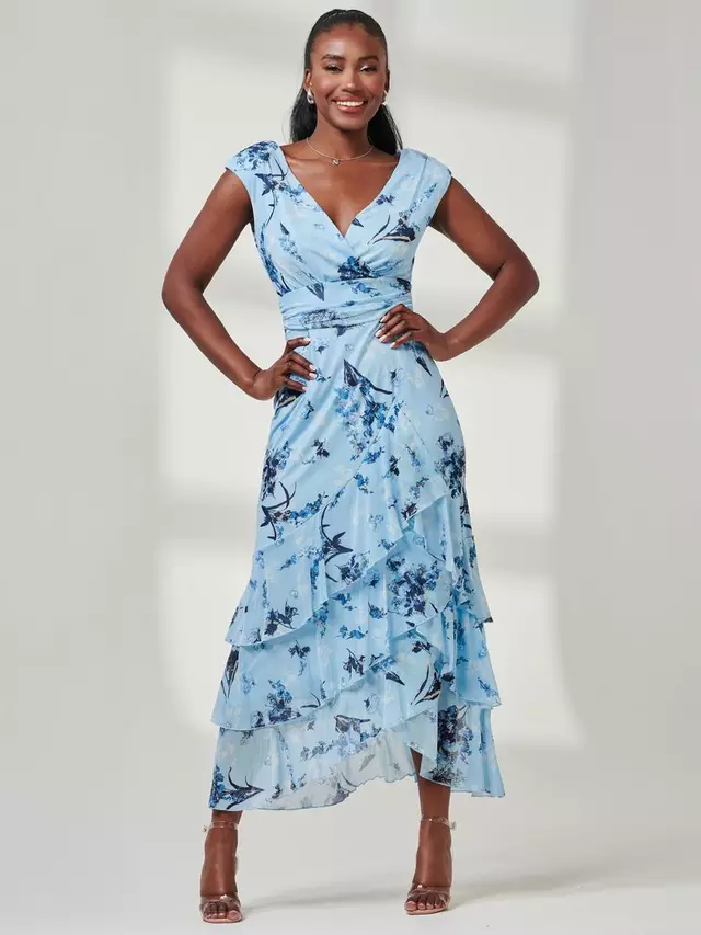 

Платье Jolie Moi Yuri Mesh Maxi, цвет blue/multi