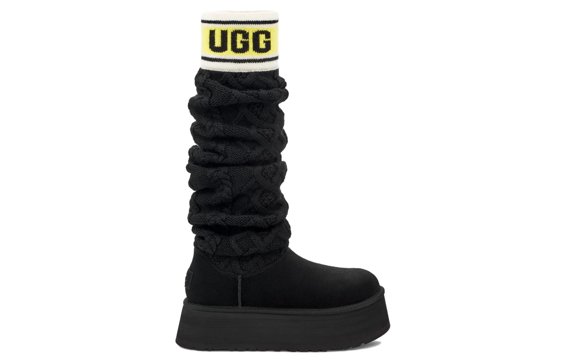 Сапоги высокие UGG с принтом, черный — фото 3