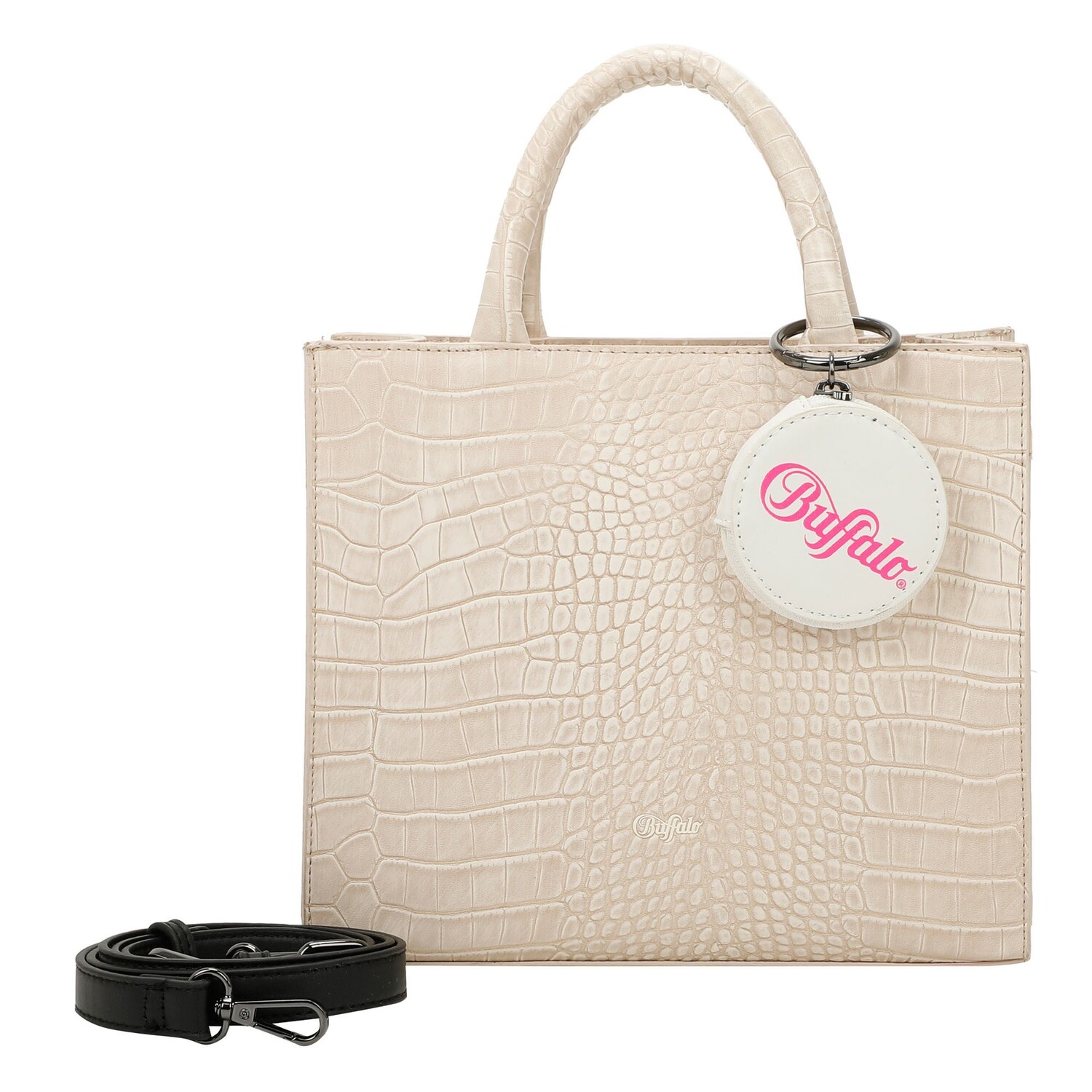 

Сумка Buffalo Big Boxy Handtasche 26 cm, цвет croco white taupe