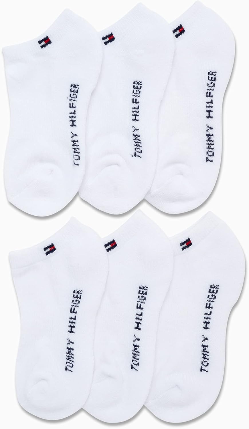 Детские спортивные носки Tommy Hilfiger - 6 пар дышащих носков с низким вырезом для мальчиков и девочек (размеры: SL), White — фото 4