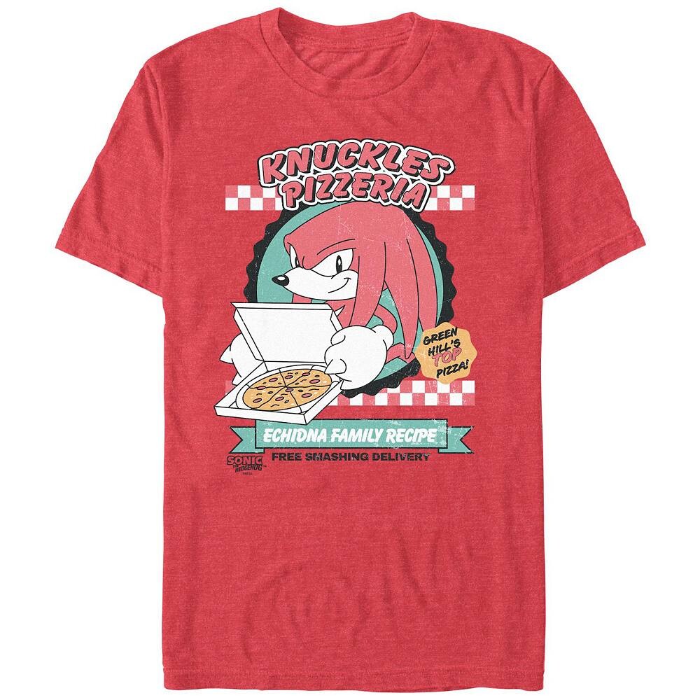 

Мужская футболка с рисунком Sonic The Hedgehog Knuckles Pizzeria Licensed Character, цвет Red Heather