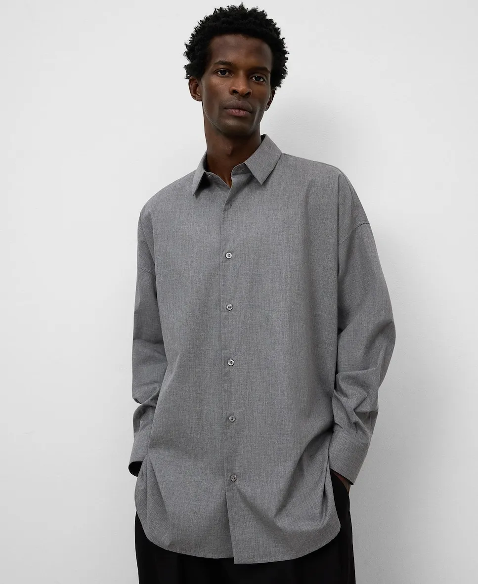 

Мужская рубашка оверсайз с отложным воротником Adolfo Dominguez, серый