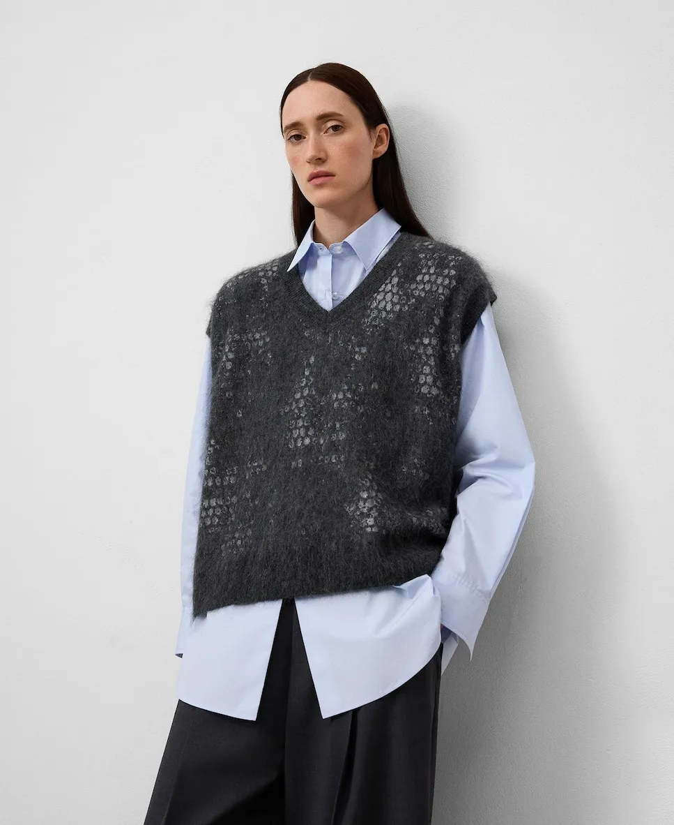 

Жилет из жаккардового трикотажа Adolfo Dominguez, серый