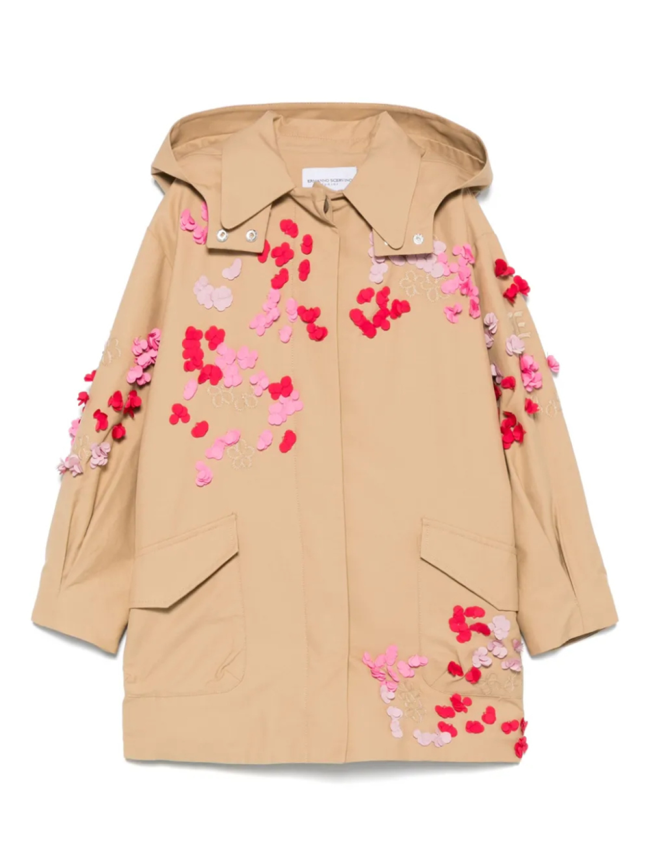 

Ermanno Scervino Junior пальто с цветочной аппликацией, нейтральный