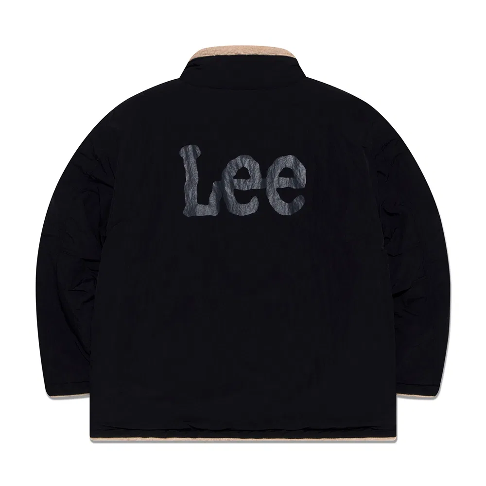 Детская двусторонняя куртка оверсайз из шерпы чёрная от Lee Kids — фото 3