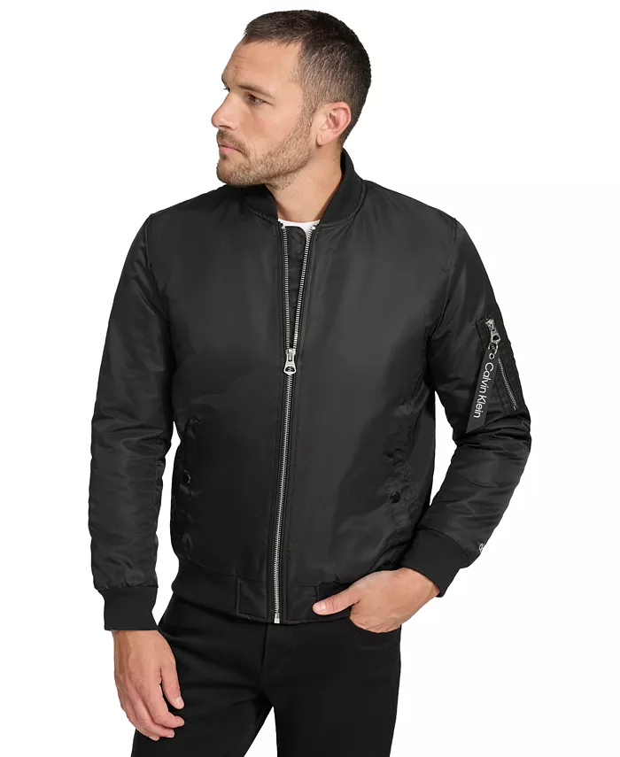 

Мужская классическая бомбер-куртка MA-1 из нейлона Calvin Klein, черный
