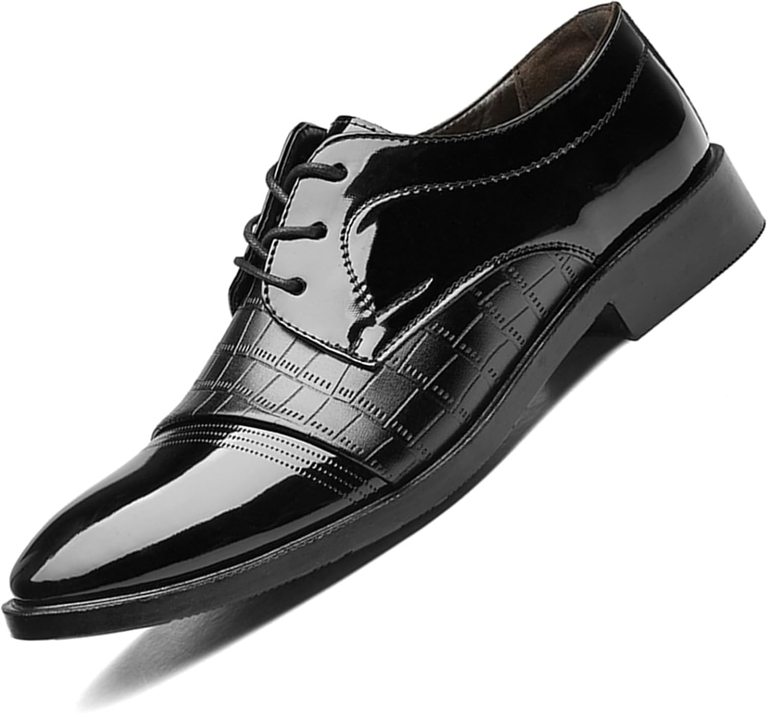 

Мужские винтажные туфли оксфорды из лакированной кожи с двухцветным носком, классические деловые с круглым носком и шнуровкой Rougono, черный