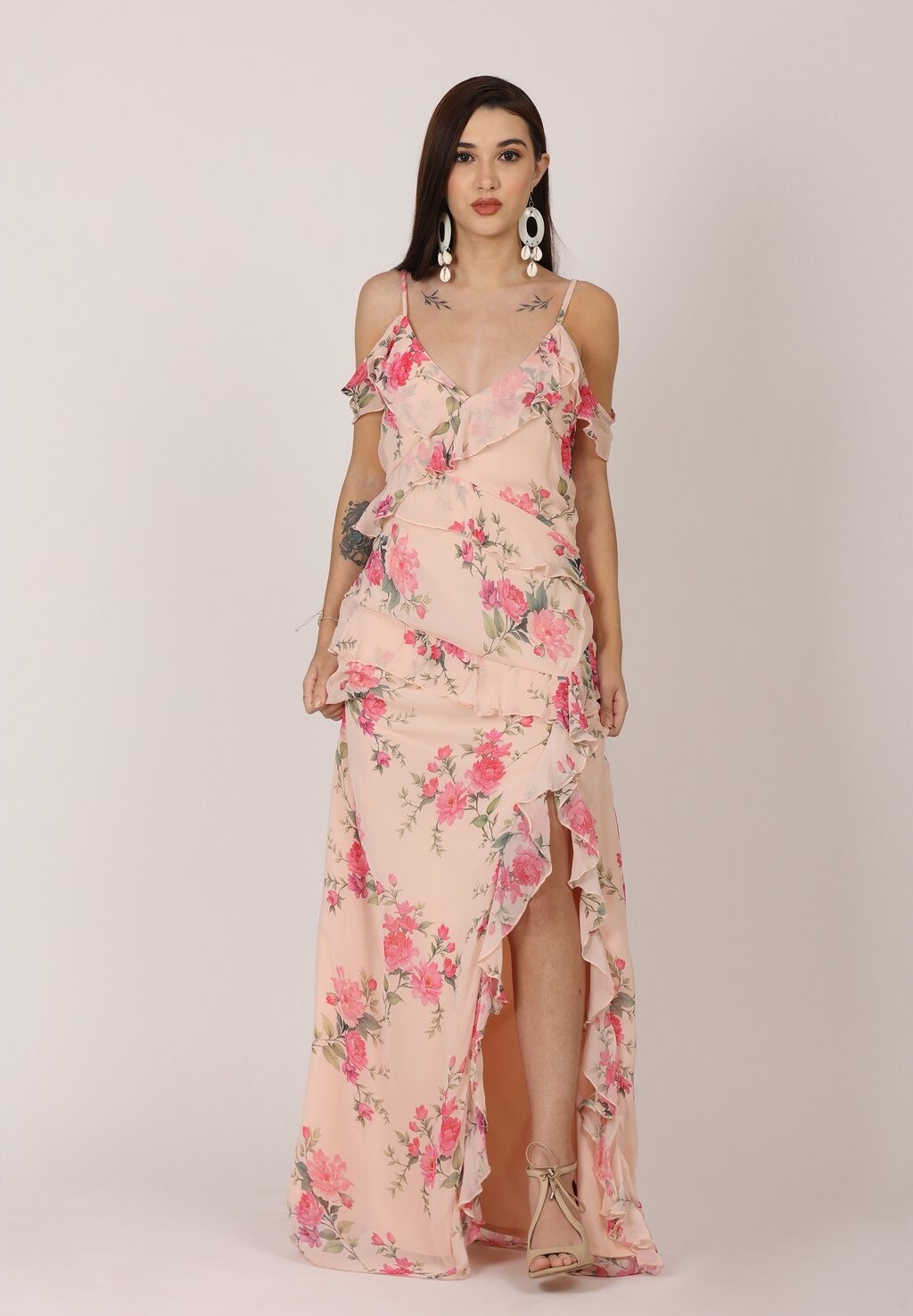 

Платье макси LEIGHTON Lace & Beads, разноцветный