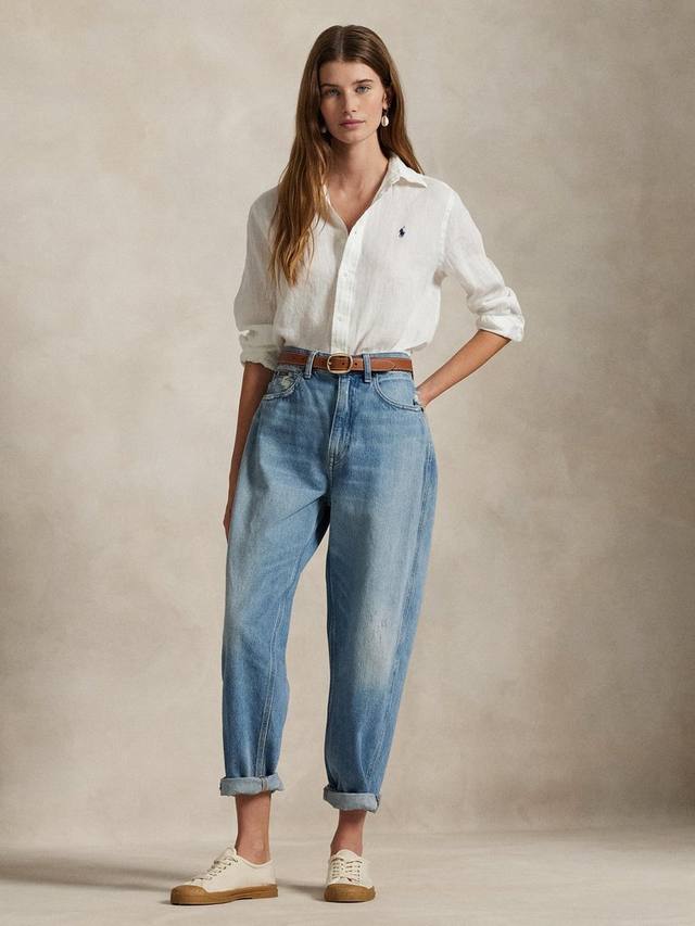

Классическая льняная рубашка с логотипом Ralph Lauren, белый