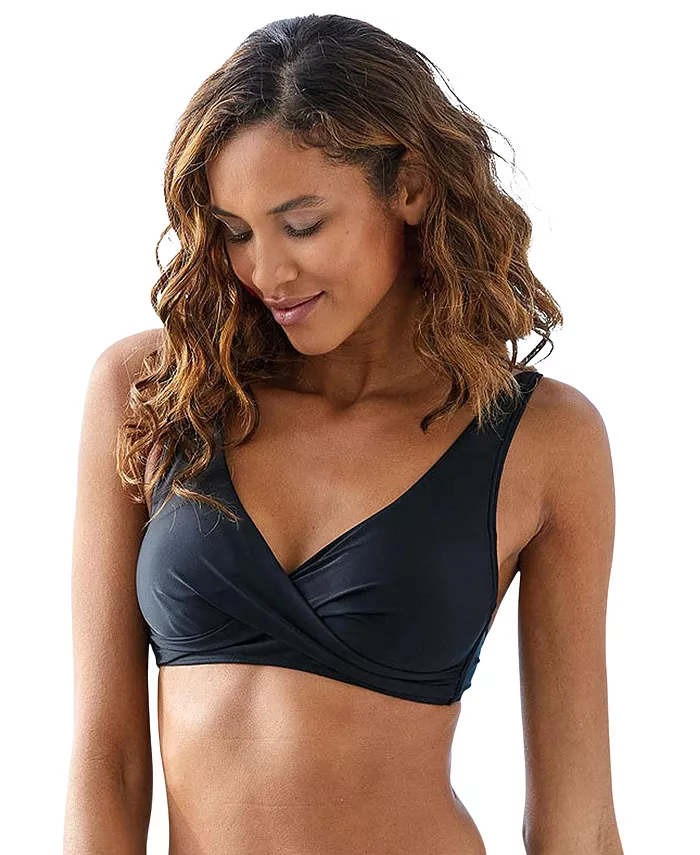 

Женский бикини-топ с треугольными чашечками и запахом LASCANA, черный