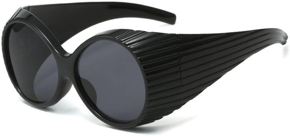 

Круглые солнцезащитные очки в стиле стимпанк для женщин и мужчин, модные солнцезащитные очки большого размера в стиле панк для женщин, винтажные очки, солнцезащитные очки UV400 HYYZZC, C1 Black Gray