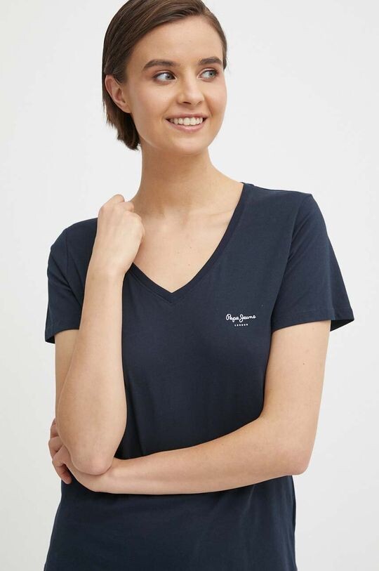 

Хлопковая футболка LORETTE с V-образным вырезом Pepe Jeans, темно-синий