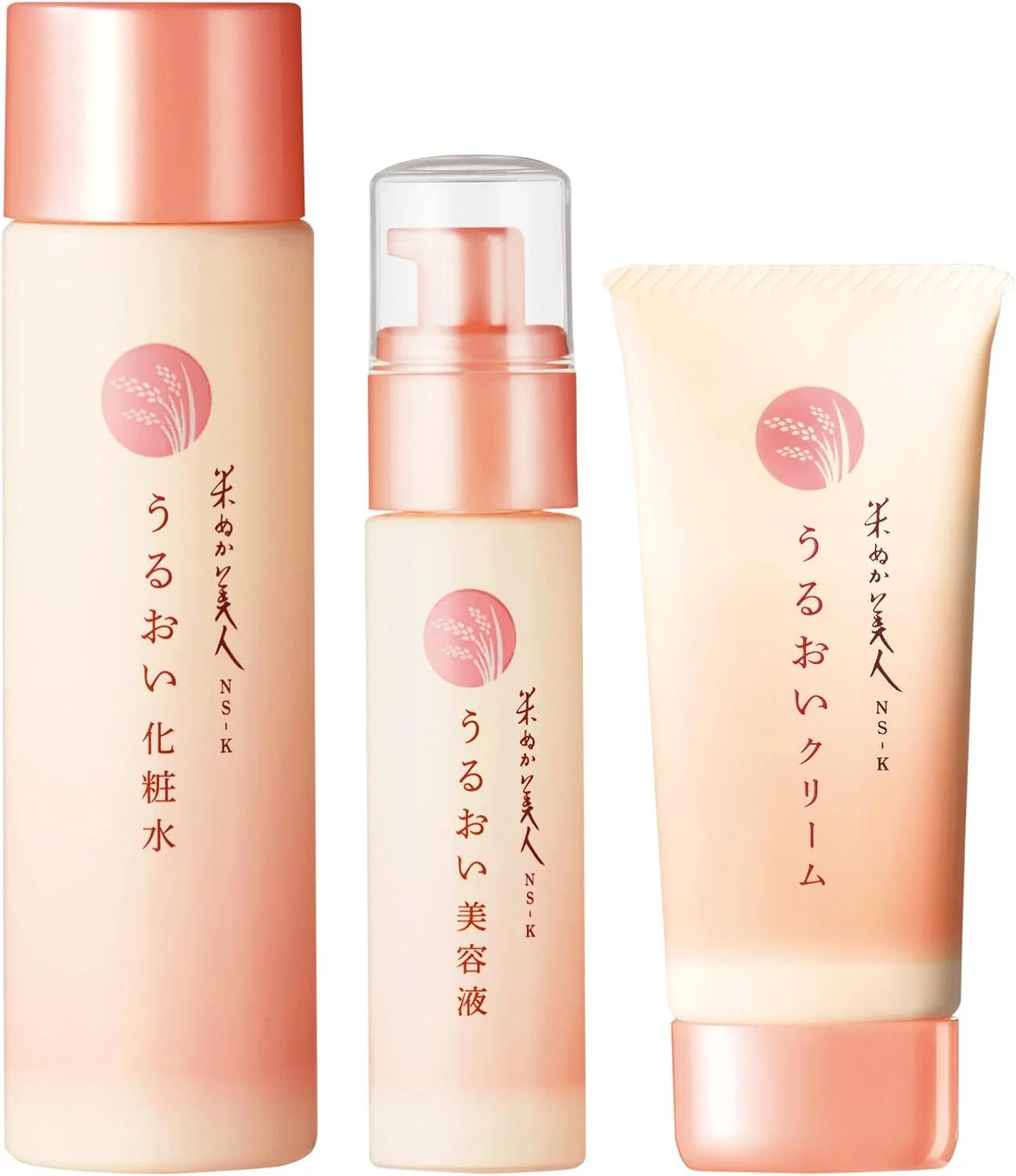 Набор для лица увлажняющий 3 предмета, лосьон, крем, сыворотка, Rice Bran Bijin Rice Bran Beauty