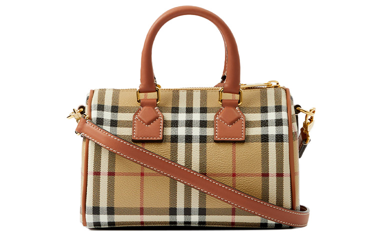 Архивная мини-сумка для боулинга бежевый/терракотовый коричневый Burberry — фото 3