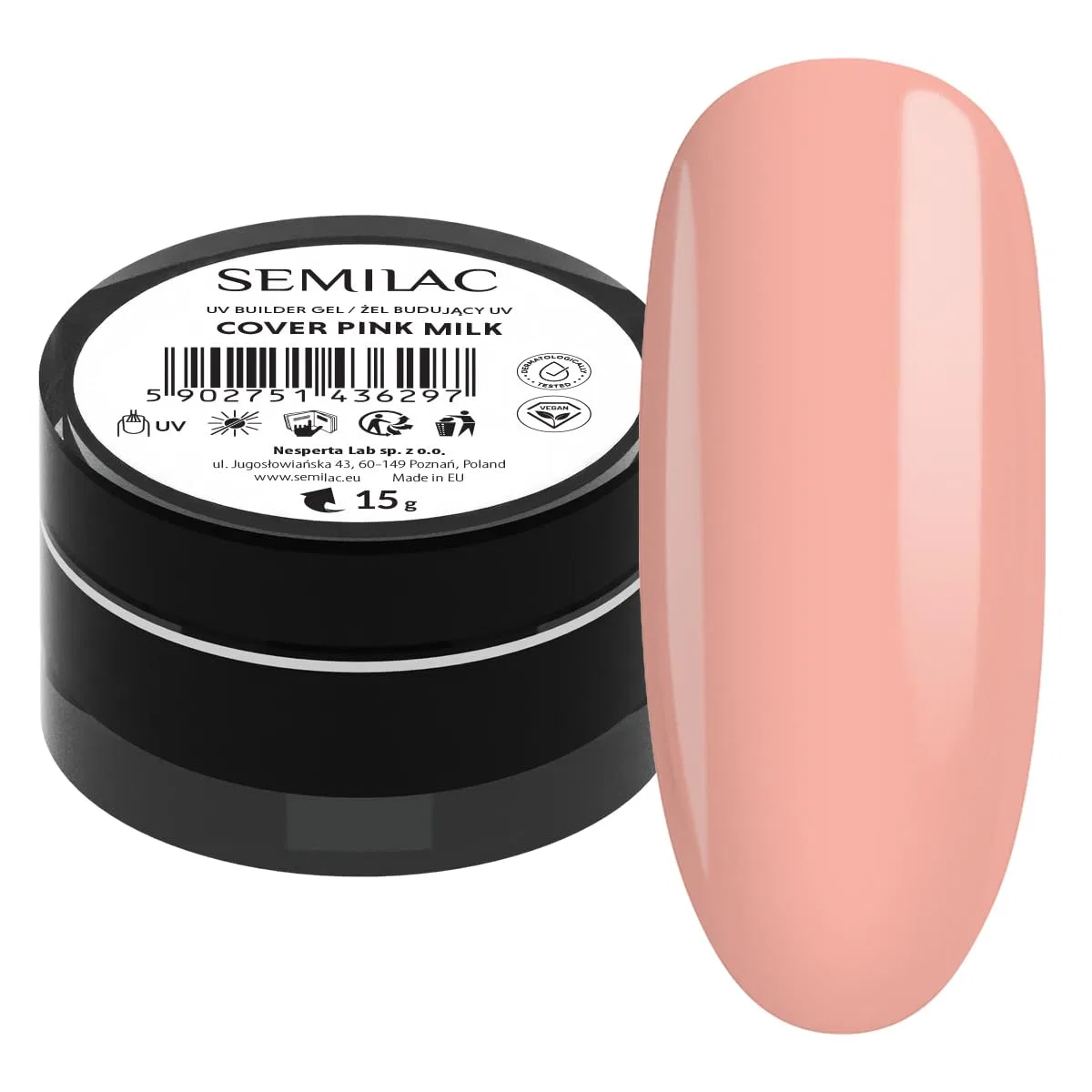 Гель для наращивания ногтей Semilac Pink Milk Semilac, Pink Milk