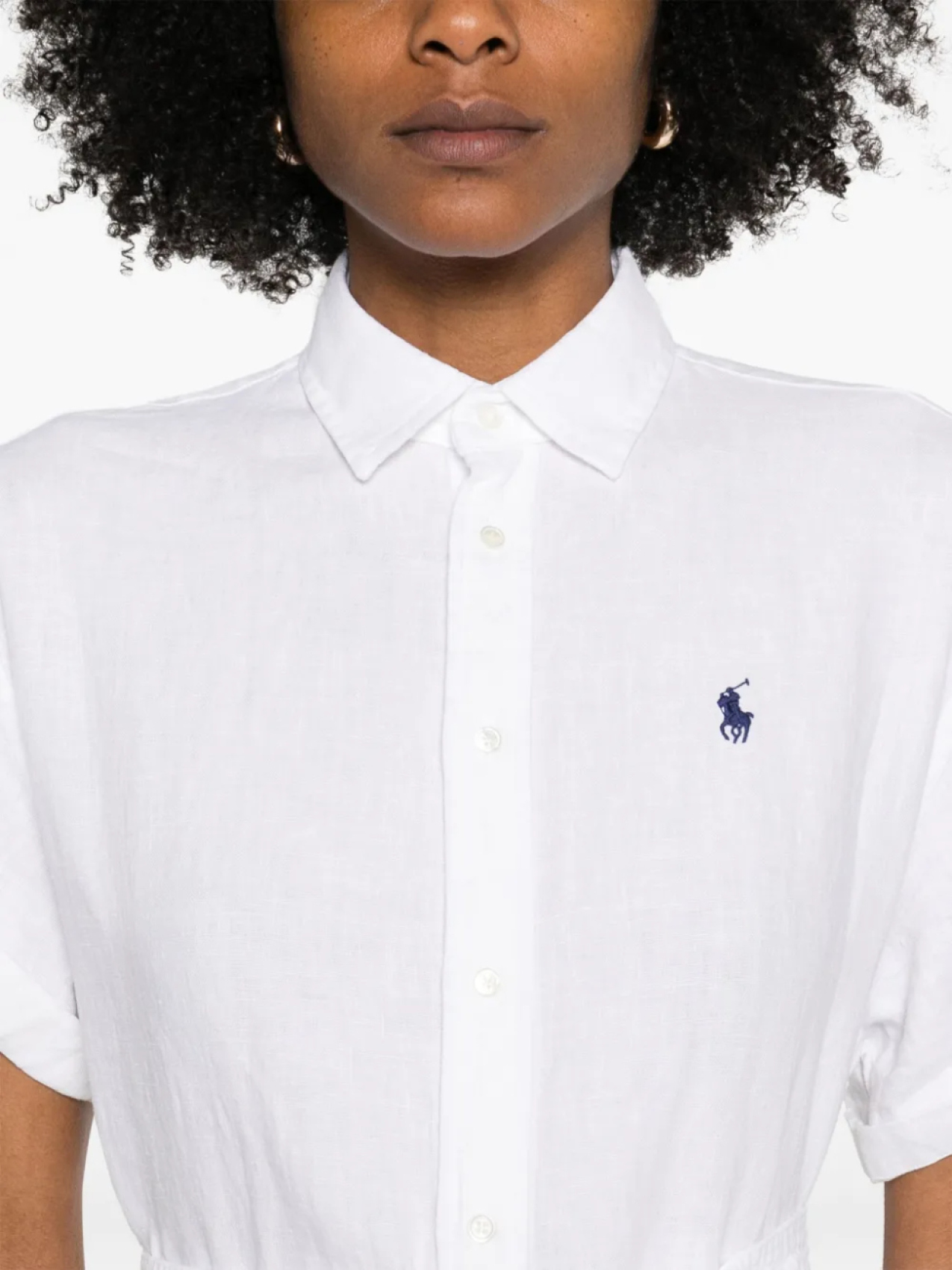 Polo Ralph Lauren платье миди Oxford с поясом, белый — фото 4