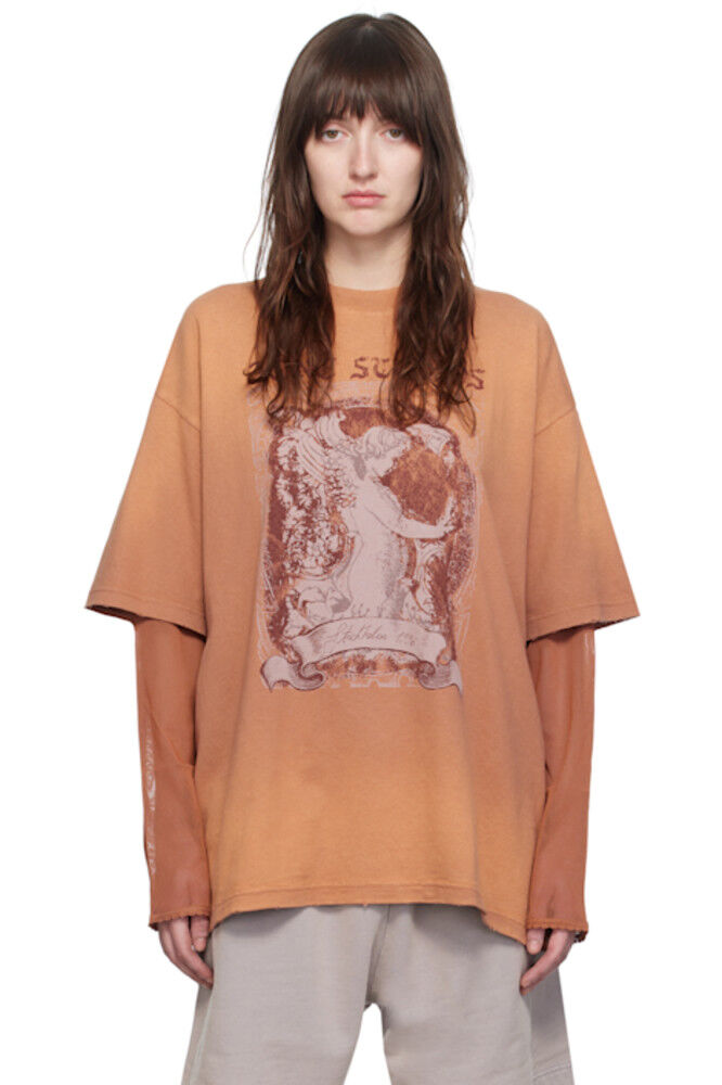 

Оранжевая многослойная футболка с длинным рукавом Acne Studios
