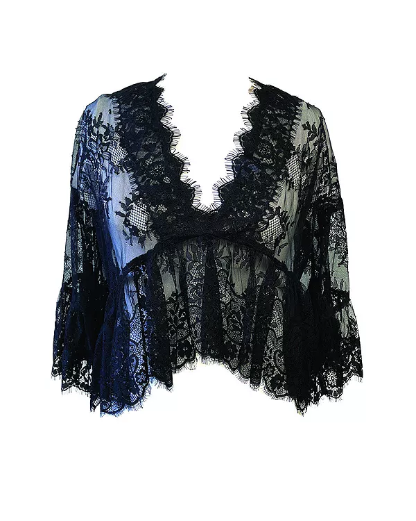 

Викторианский кружевной топ с V-образным вырезом Anna Sui, черный