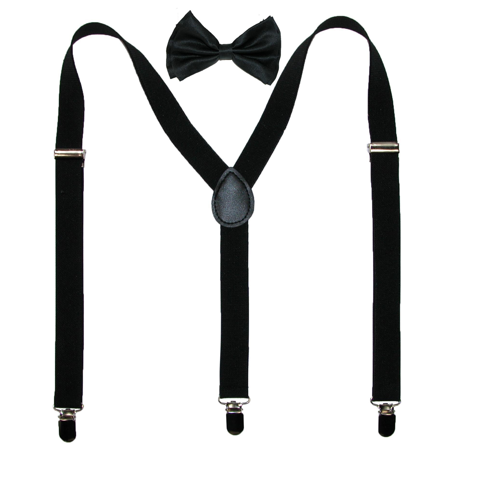 

Мужской однотонный галстук-бабочка с подтяжками CTM, цвет solid black set