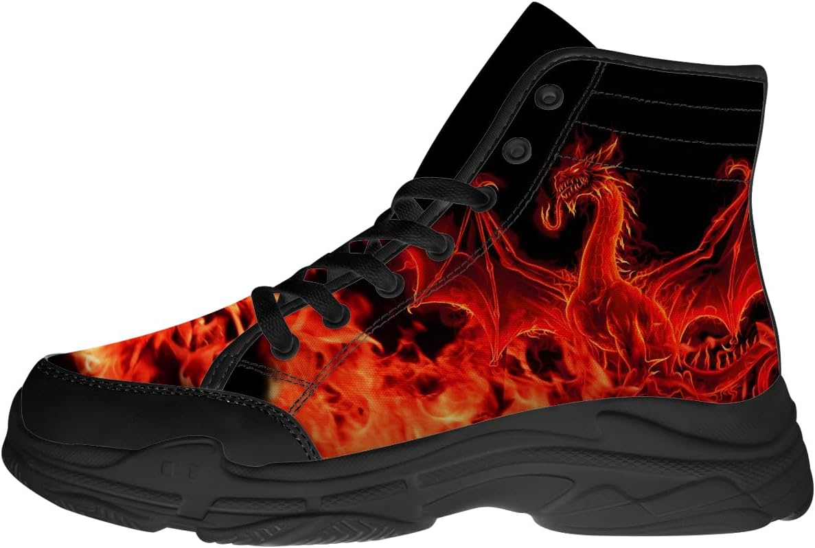 

Мужские кроссовки Dragon Shoes с высоким верхом, черные, на шнуровке, текстильные, подарок для него и для нее Quorax